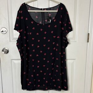 New NWT Torrid Black short sleeve challis tunic with Fox novelty print size 3X